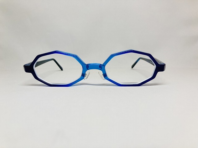9角形の青いメガネ（オーダーメイド）