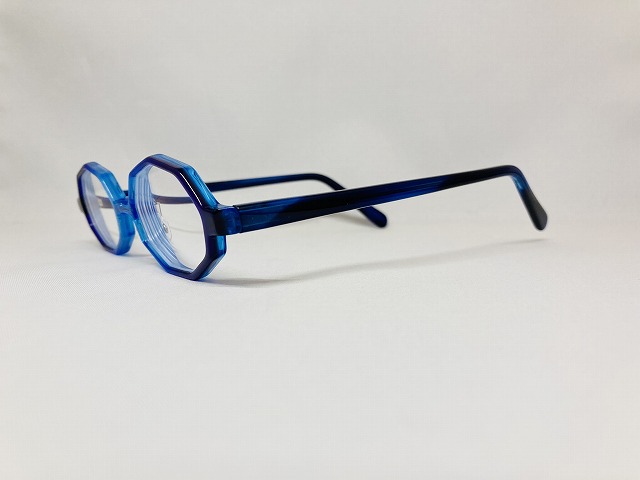9角形の青いメガネ（オーダーメイド）