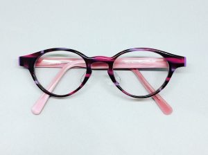 可愛いピンクのボストン型メガネ（当店工房オリジナルハンドメイド）