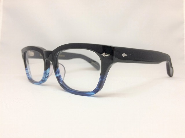 セルロイド素材の黒青太メガネ