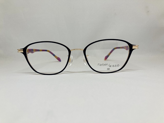 ピンク、オレンジ、ブルーのステンドグラス模様のカラフルめがねFARBEN(ファルベン日本製)