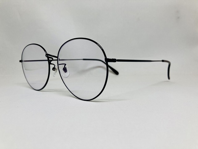 ブラックカラーのボストンシェイプメガネ(当店オリジナル品メタルフレーム58mm)